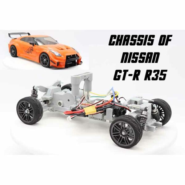 3Dprinted RC car chassis Nissan GT-R r35 Liberty Walk Silhouette