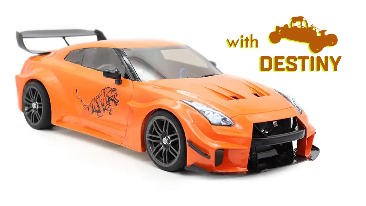 RC Nissan GT-R r35 Liberty Walk Silhouette with DESTINY Chassis