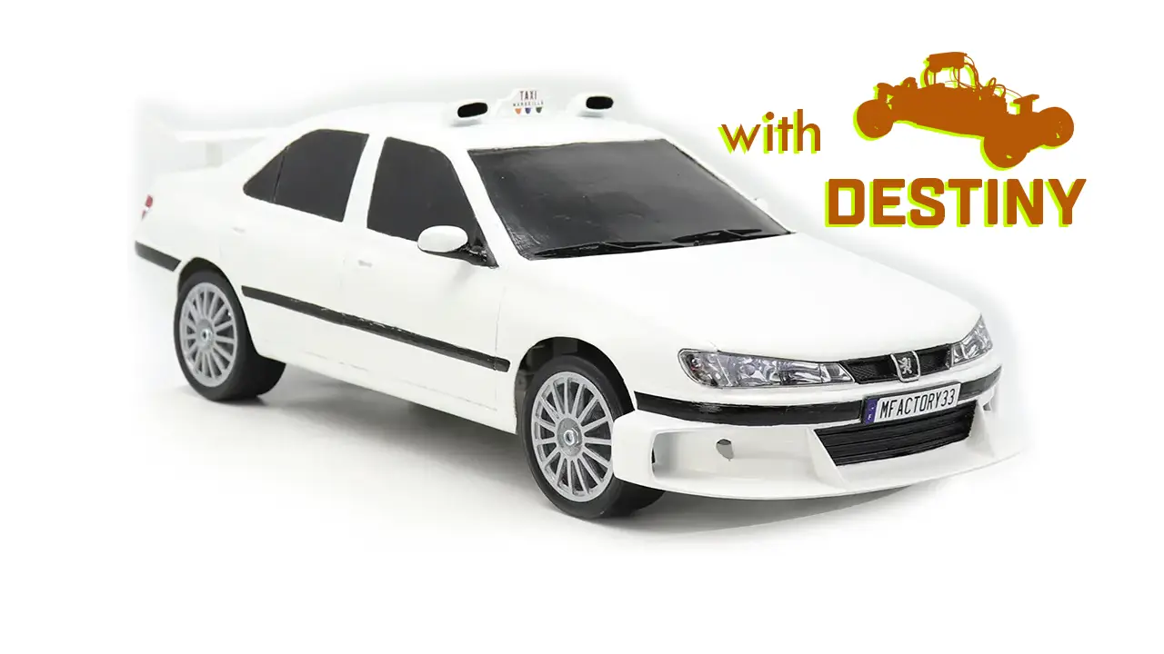 RC Peugeot 406 TAXI2 body kit and RC Chassis Destiny