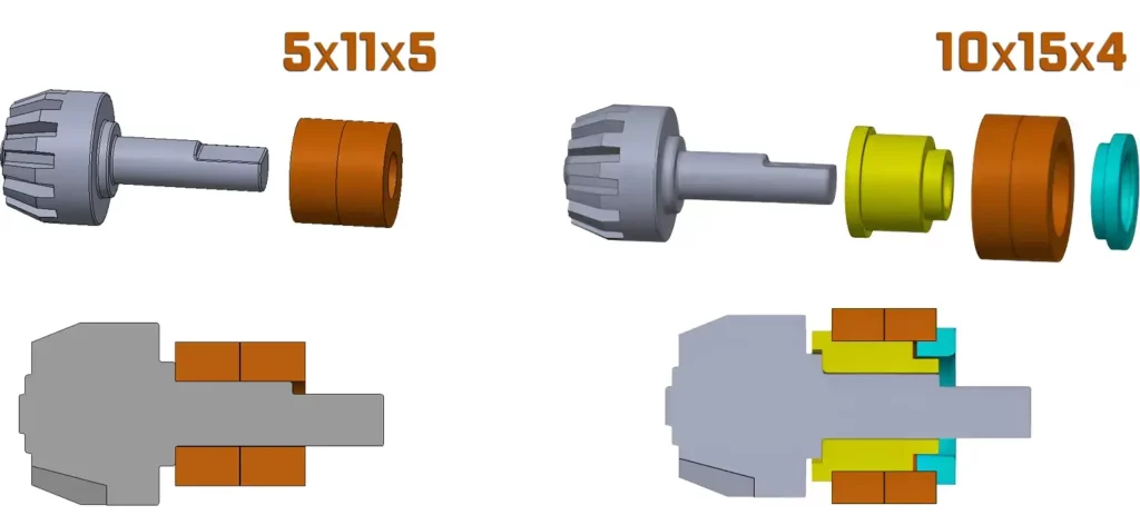 Two bearing options at differential 5X11X5 or 10X15X4 mfactory rc chassis DESTINY