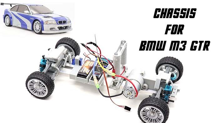 3Dprinted RCchassis BMW M3 GTR e46 scale 1/10