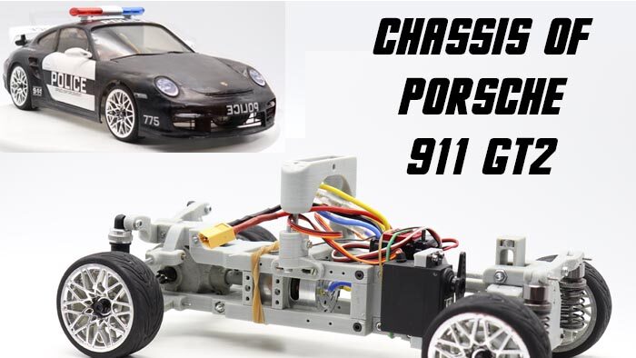 3Dprinted RCchassis Porsche 911 GT2 997 STL file on road electric RC car